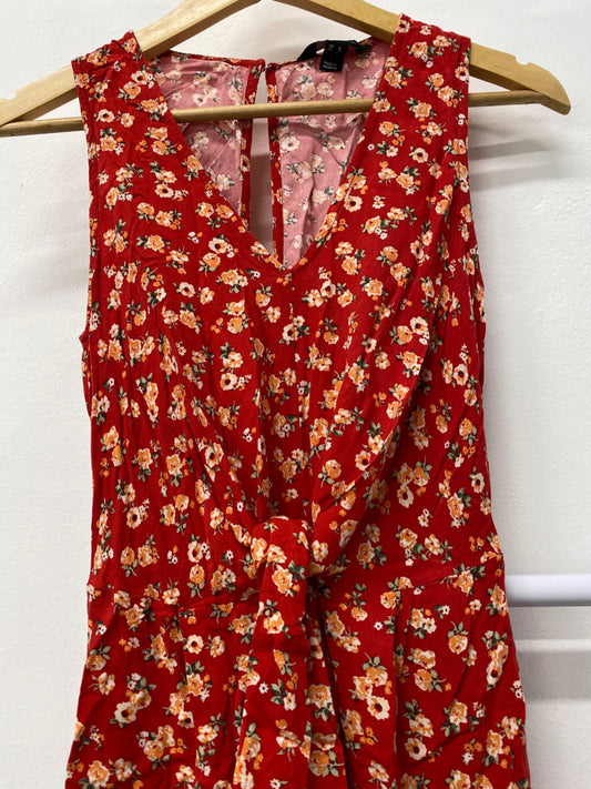 Gorgeous New Look Jumpsuit UK6 Red & floral pattern cropped EK001
