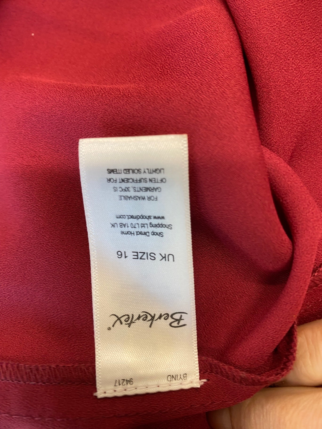 Gorgeous Berkertex Dress Uk16 Burgundy floral overlay CF001