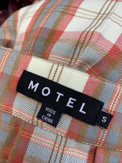 Gorgeous Motel Skirt UK S Cream pink checked EK001