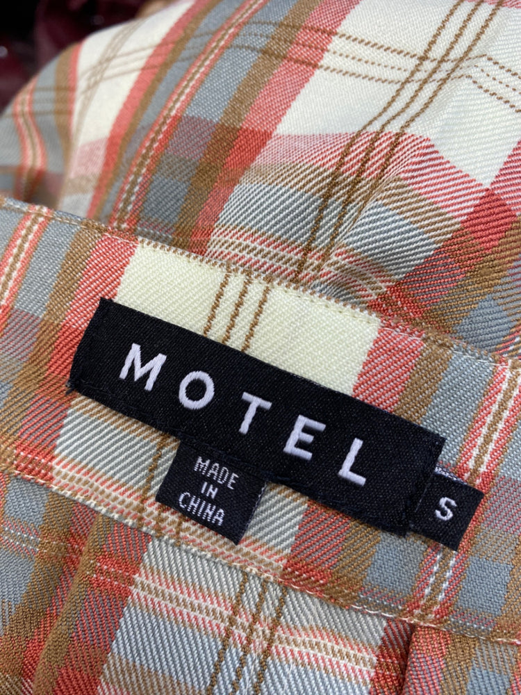 Gorgeous Motel Skirt UK S Cream pink checked EK001