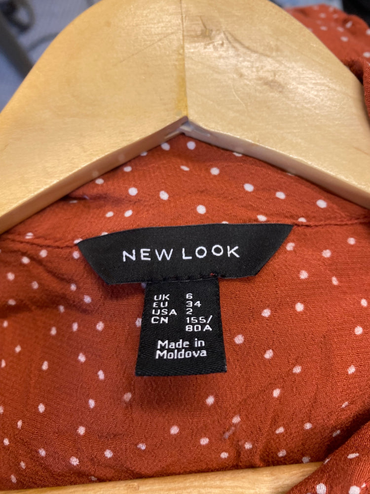 Gorgeous New Look Dress UK6 Rusty orange & white polka dots EK001
