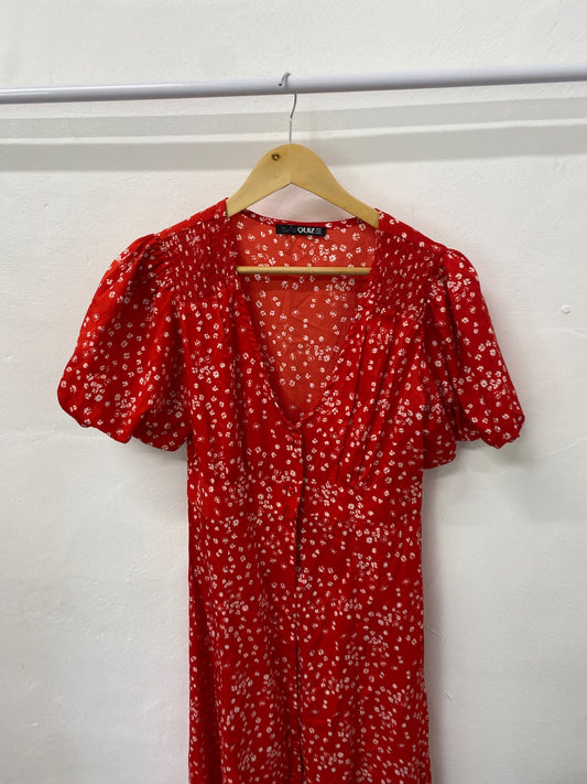 Gorgeous OUIZ Maxi Dress UK8 Red floral summer EK001