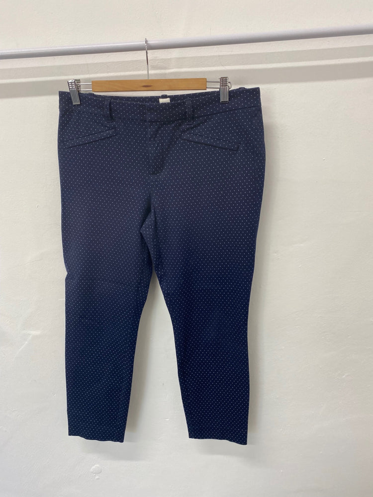 Gorgeous Gap Ankle skinny trousers Uk16 Navy blue with white polka dots LF003