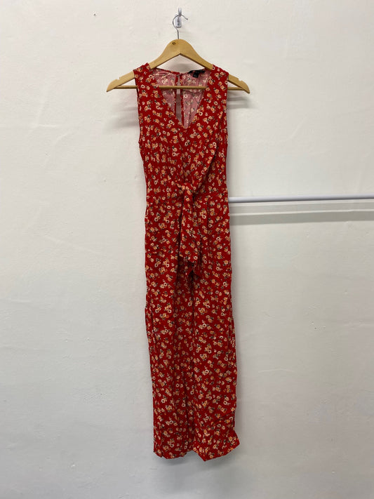 Gorgeous New Look Jumpsuit UK6 Red & floral pattern cropped EK001