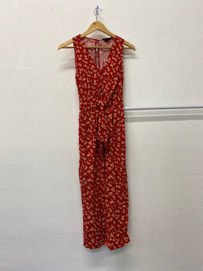Gorgeous New Look Jumpsuit UK6 Red & floral pattern cropped EK001