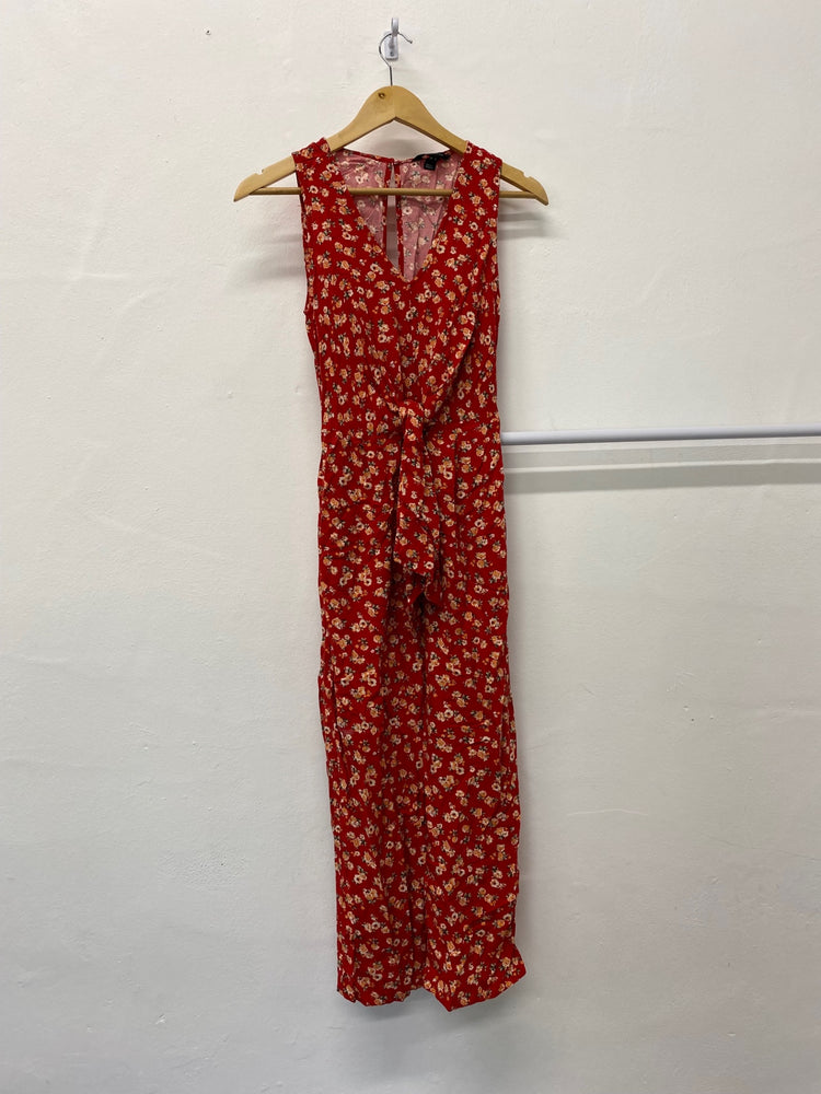 Gorgeous New Look Jumpsuit UK6 Red & floral pattern cropped EK001