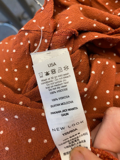 Gorgeous New Look Dress UK6 Rusty orange & white polka dots EK001