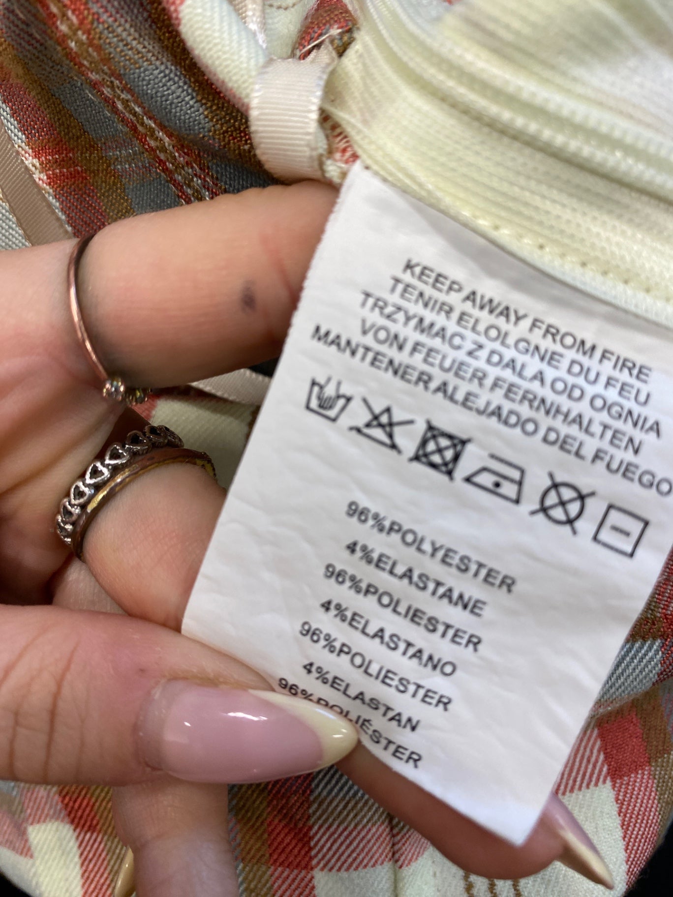 Gorgeous Motel Skirt UK S Cream pink checked EK001