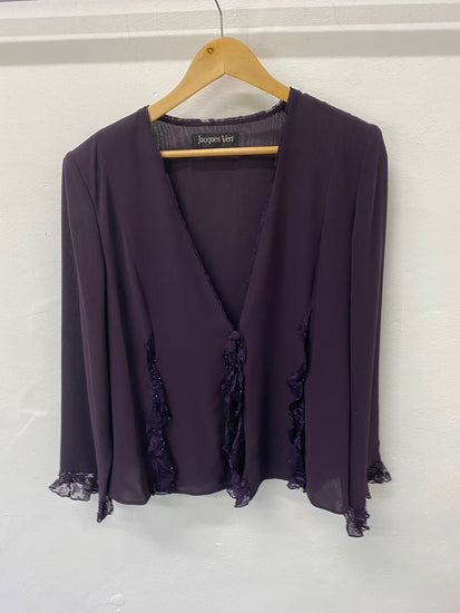 Gorgeous Jacques Vert Blazer Uk14 Purple with sequin embellishments CF001
