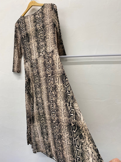 Gorgeous Dorothy Perkins Maxi Dress UK12 Beige snakeskin pattern CF001