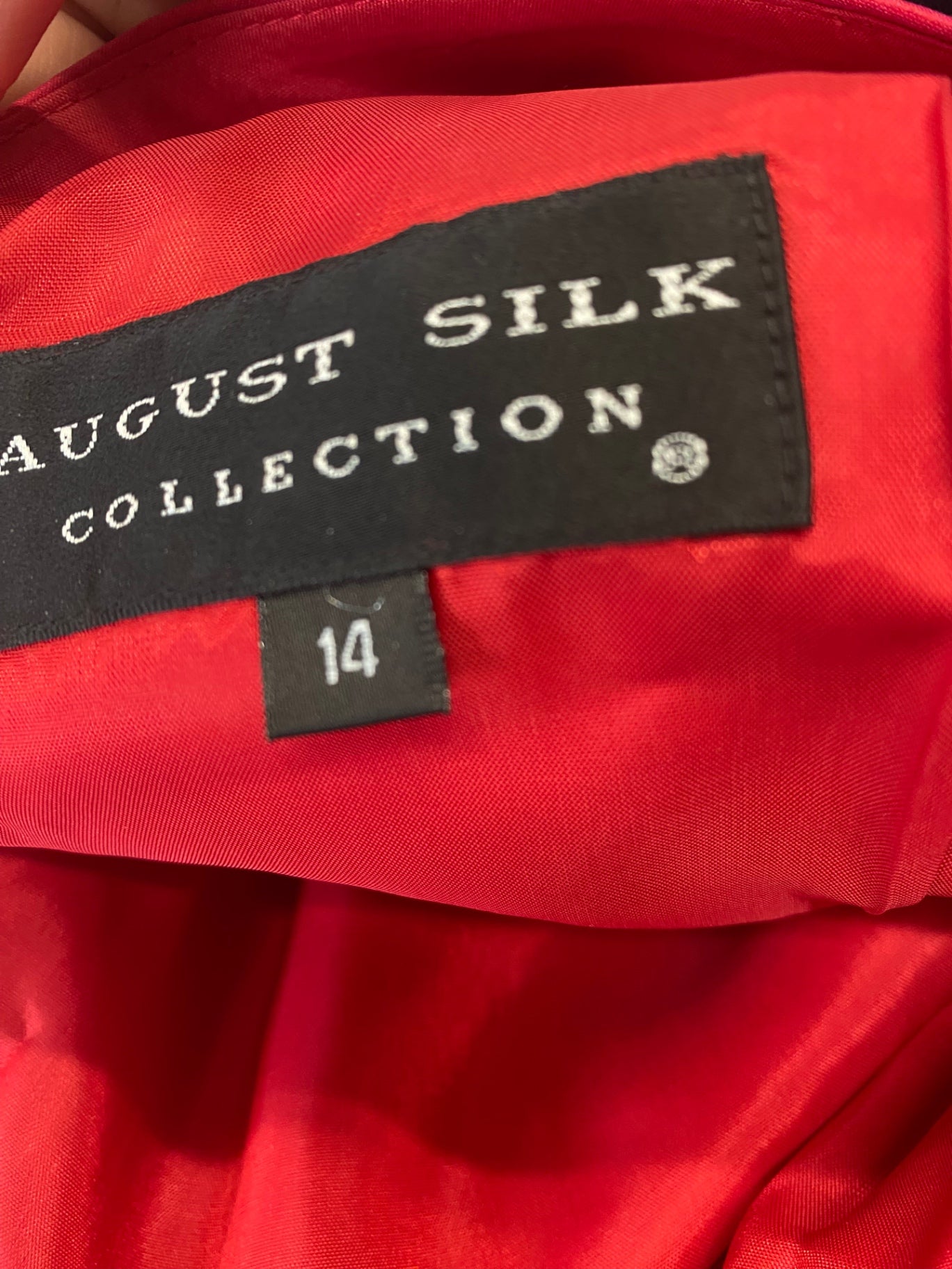 Gorgeous August Silk Dress Uk14 Cherry pink pearlescent LF003