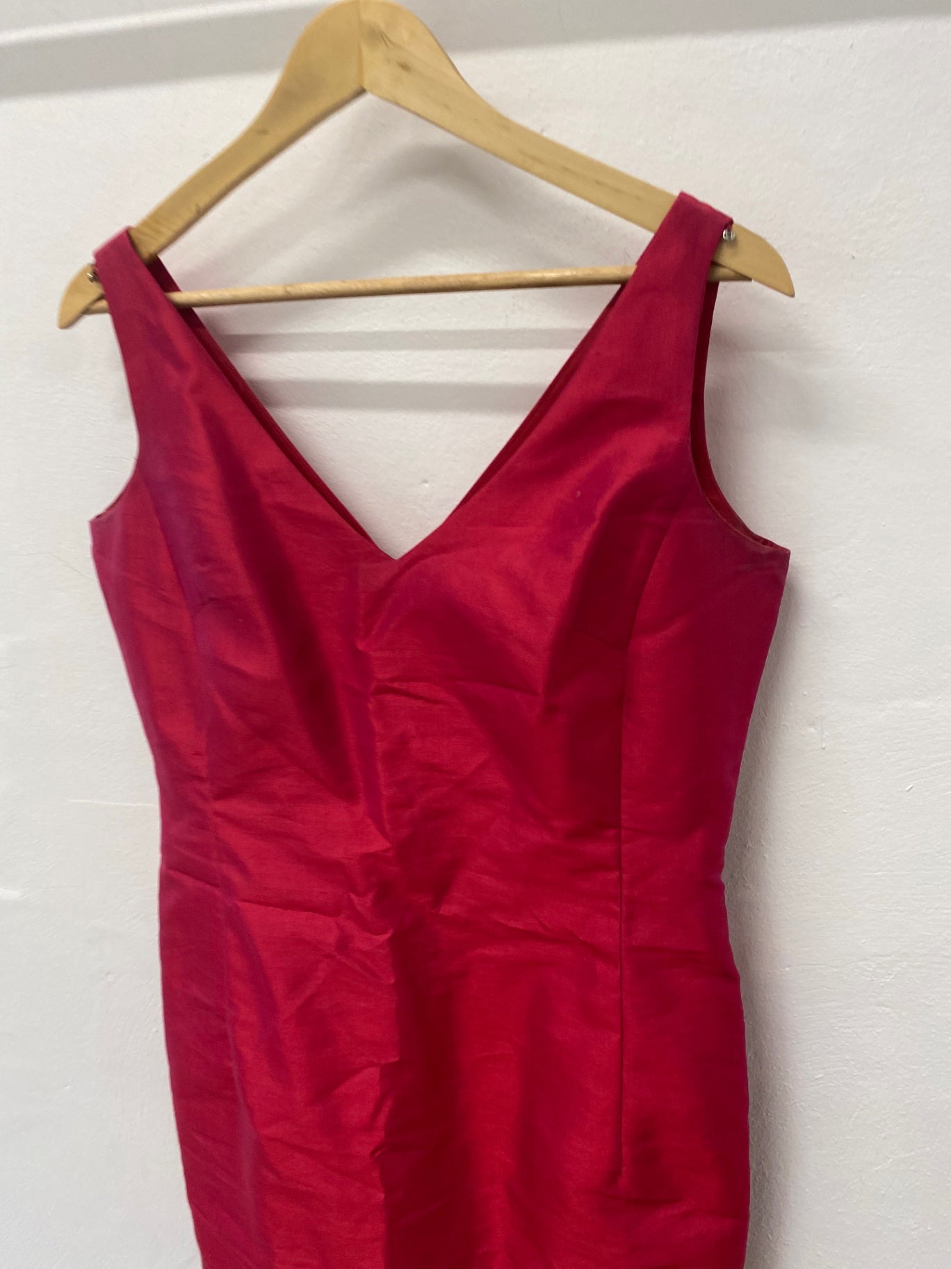 Gorgeous August Silk Dress Uk14 Cherry pink pearlescent LF003