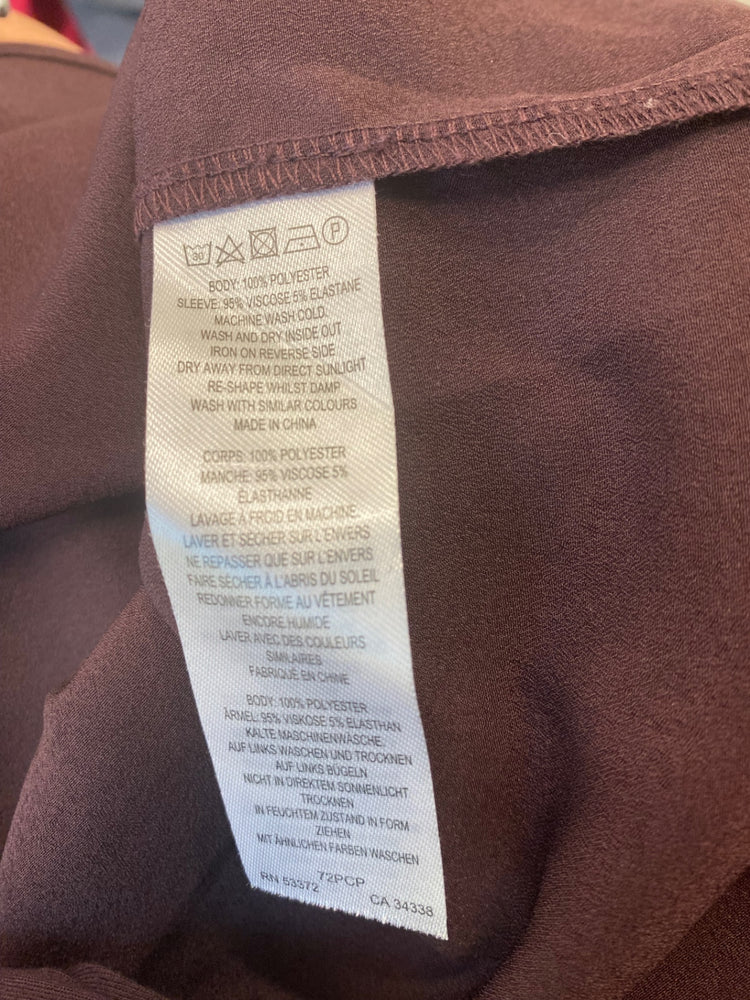 Gorgeous French Connection Long Sleeve Top UKS Maroon semi sheer sleeves LF003