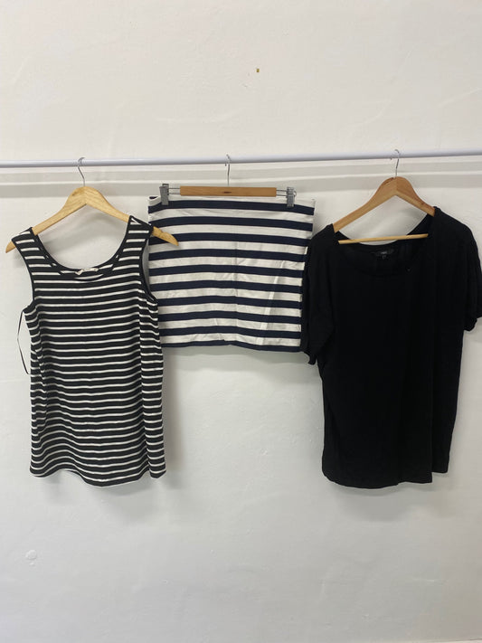 Gorgeous H&M Clothing bundle UK10 Black and White striped Classic summer essentials #2 LF003