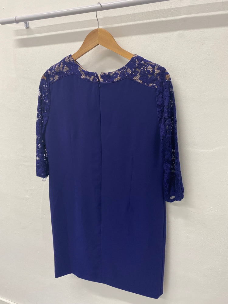Gorgeous Coast Dress Uk14 Royal blue lace sleeves Occasion events LF003