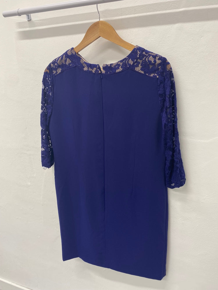 Gorgeous Coast Dress Uk14 Royal blue lace sleeves Occasion events LF003