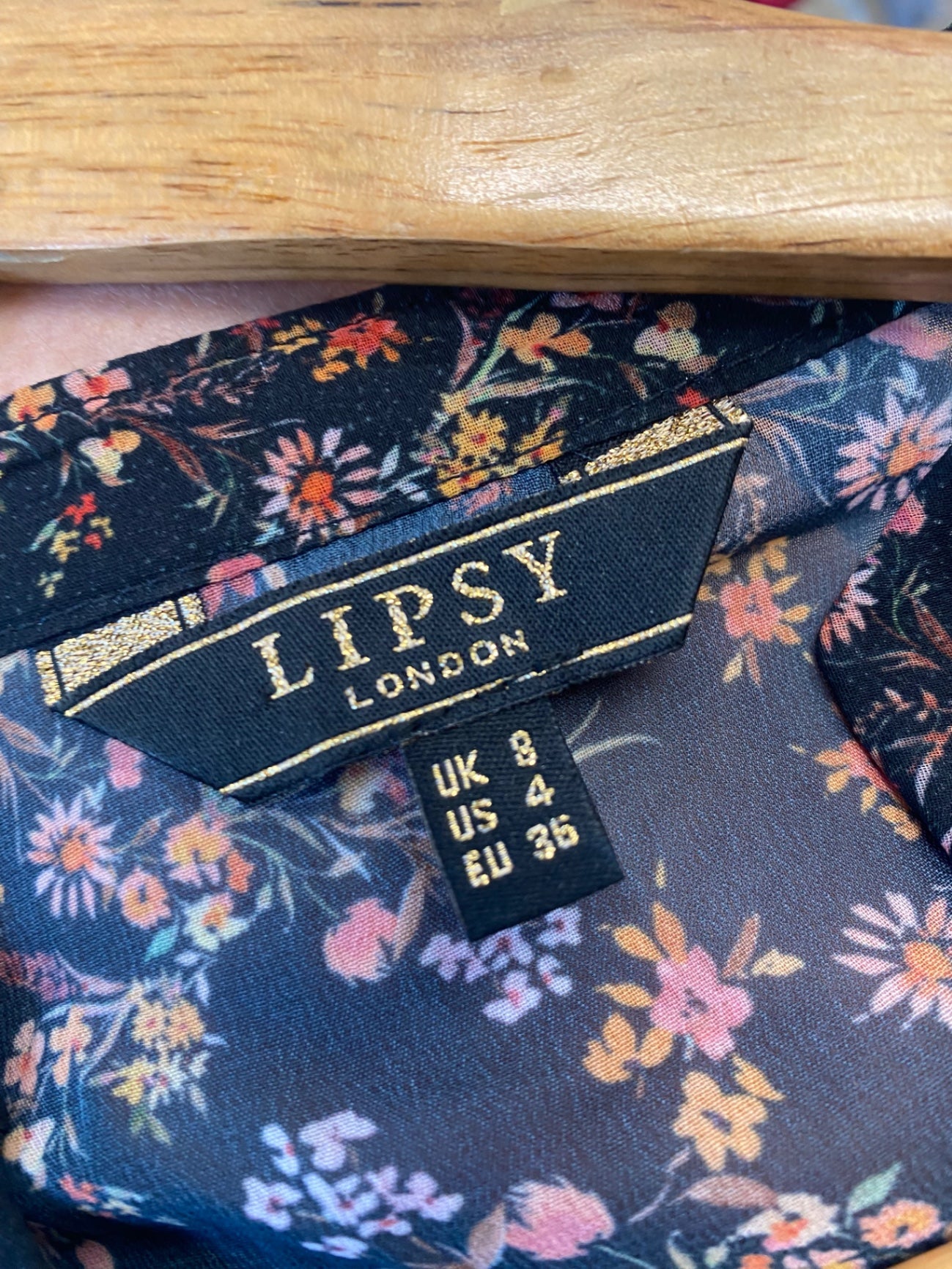 Gorgeous LIPSY Blouse UK8 Black oriental floral Sheer LF003