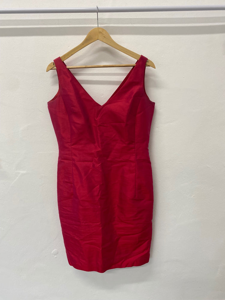 Gorgeous August Silk Dress Uk14 Cherry pink pearlescent LF003