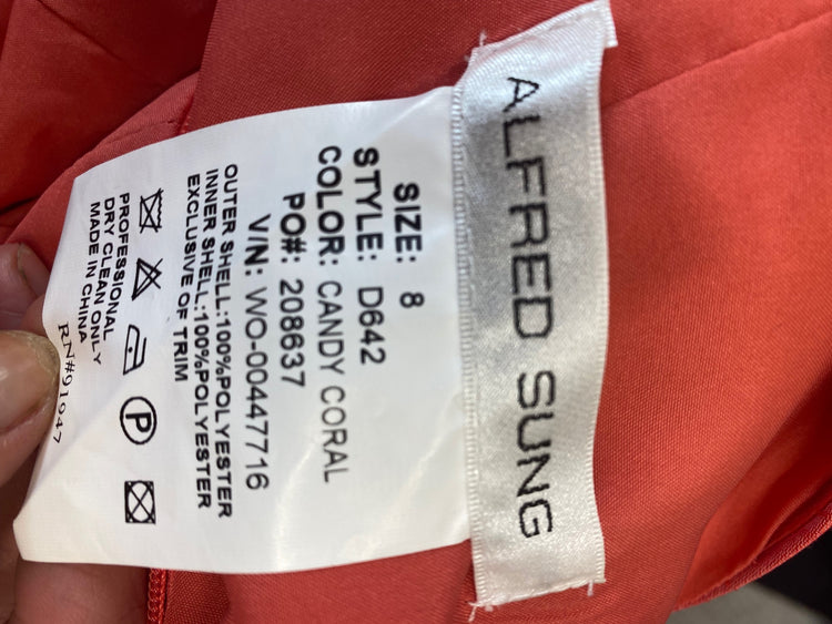 Gorgeous Alfred Sung Dress UK12 Candy Coral Pearlescent party Dress LF003