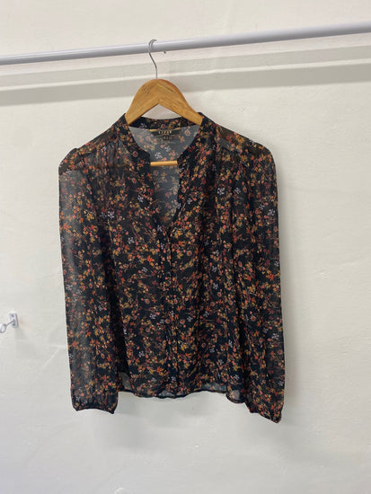 Gorgeous LIPSY Blouse UK8 Black oriental floral Sheer LF003