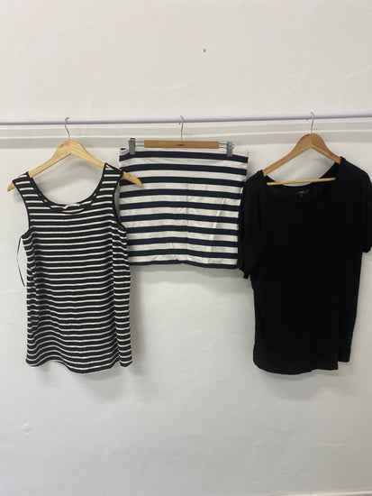 Gorgeous H&M Clothing bundle UK10 Black and White striped Classic summer essentials #2 LF003