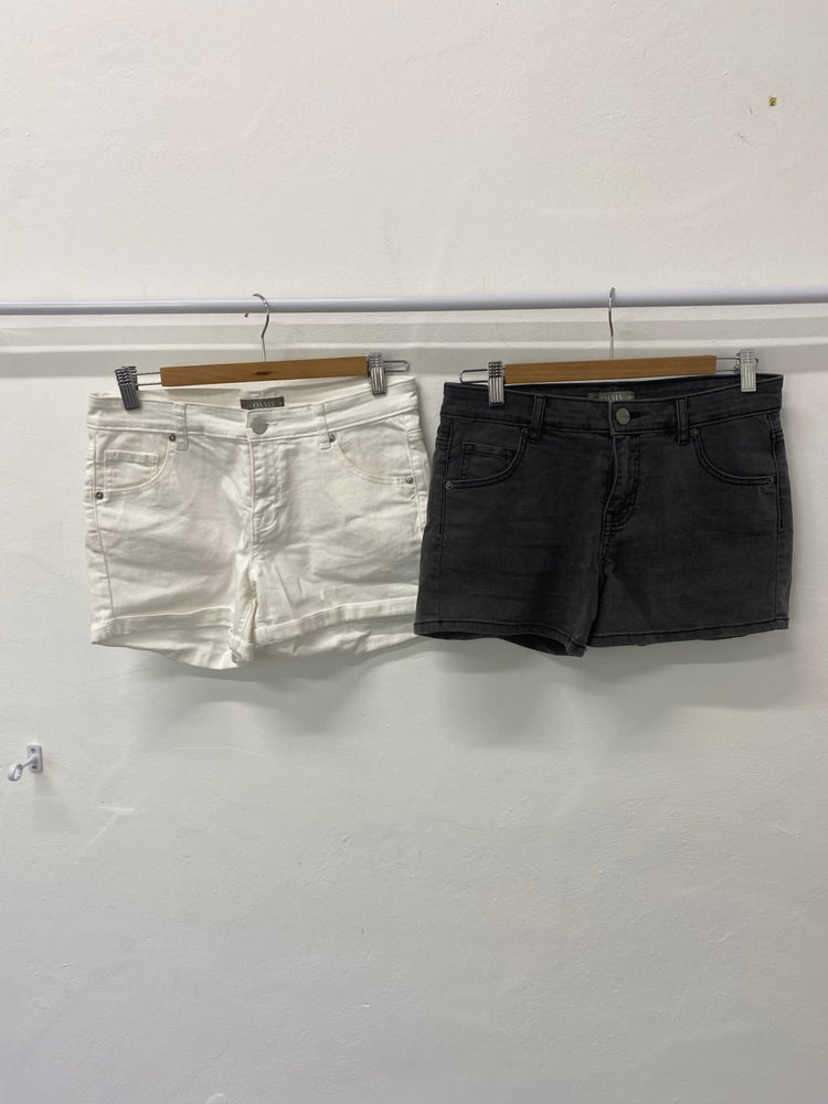 Gorgeous duo of Oasis Shorts UK10 White & Black/ grey LF003