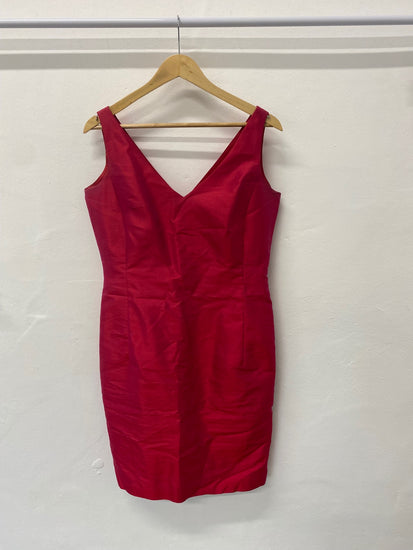 Gorgeous August Silk Dress Uk14 Cherry pink pearlescent LF003