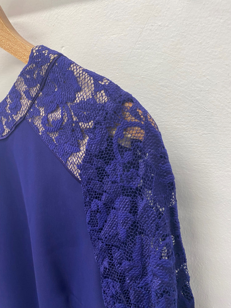 Gorgeous Coast Dress Uk14 Royal blue lace sleeves Occasion events LF003