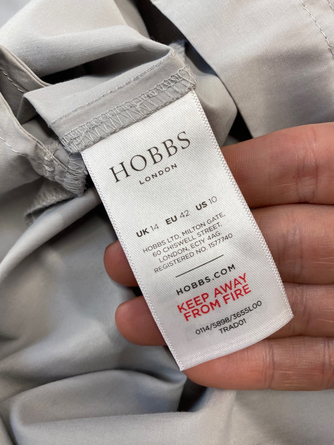 Gorgeous Hobbs Dress Uk14 Grey lightweight formal ZB001