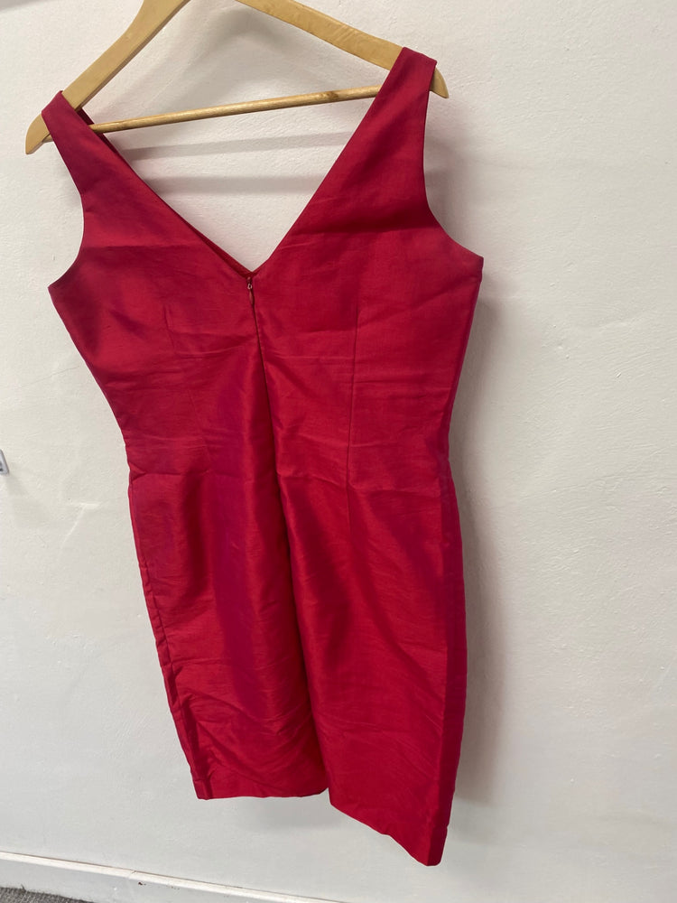 Gorgeous August Silk Dress Uk14 Cherry pink pearlescent LF003