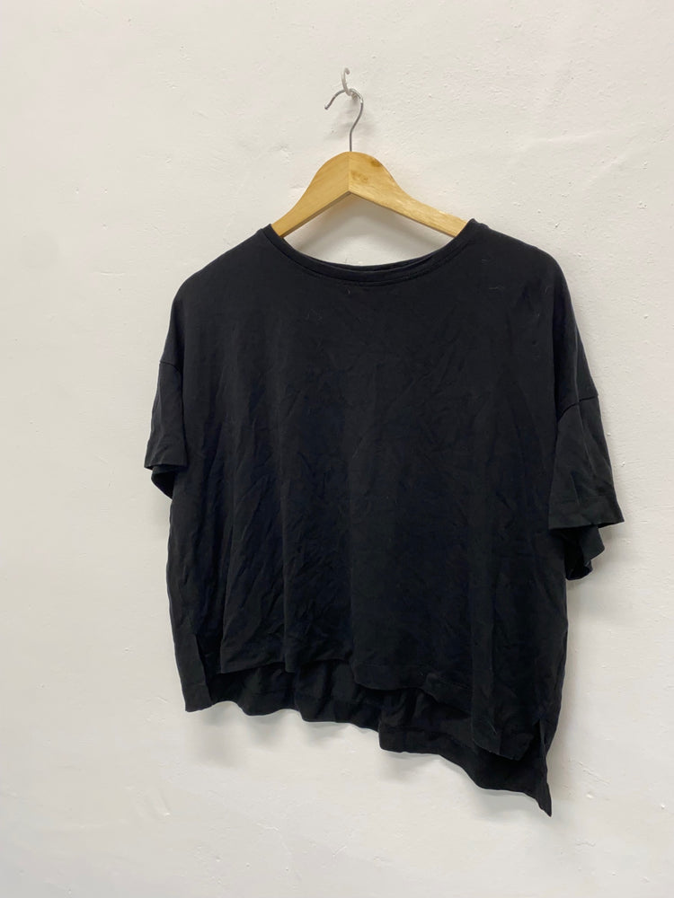 Gorgeous John Lewis Cropped T-Shirt UK12 Black Classic oversized ZB001