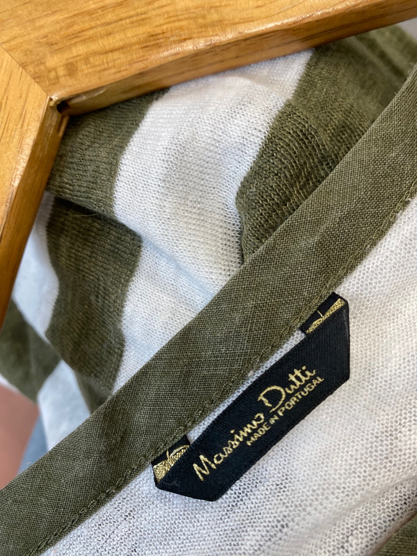 Gorgeous Massimo Dutti Sweater UKS White & khaki Green stripes military Vibes RC346