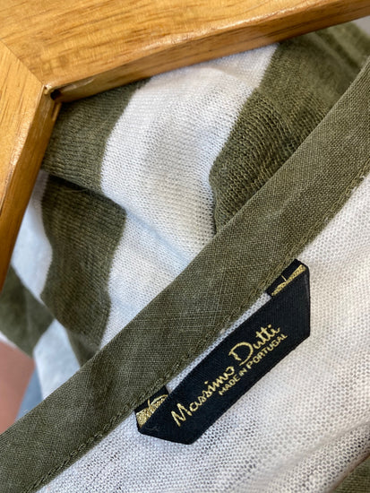 Gorgeous Massimo Dutti Sweater UKS White & khaki Green stripes military Vibes RC346