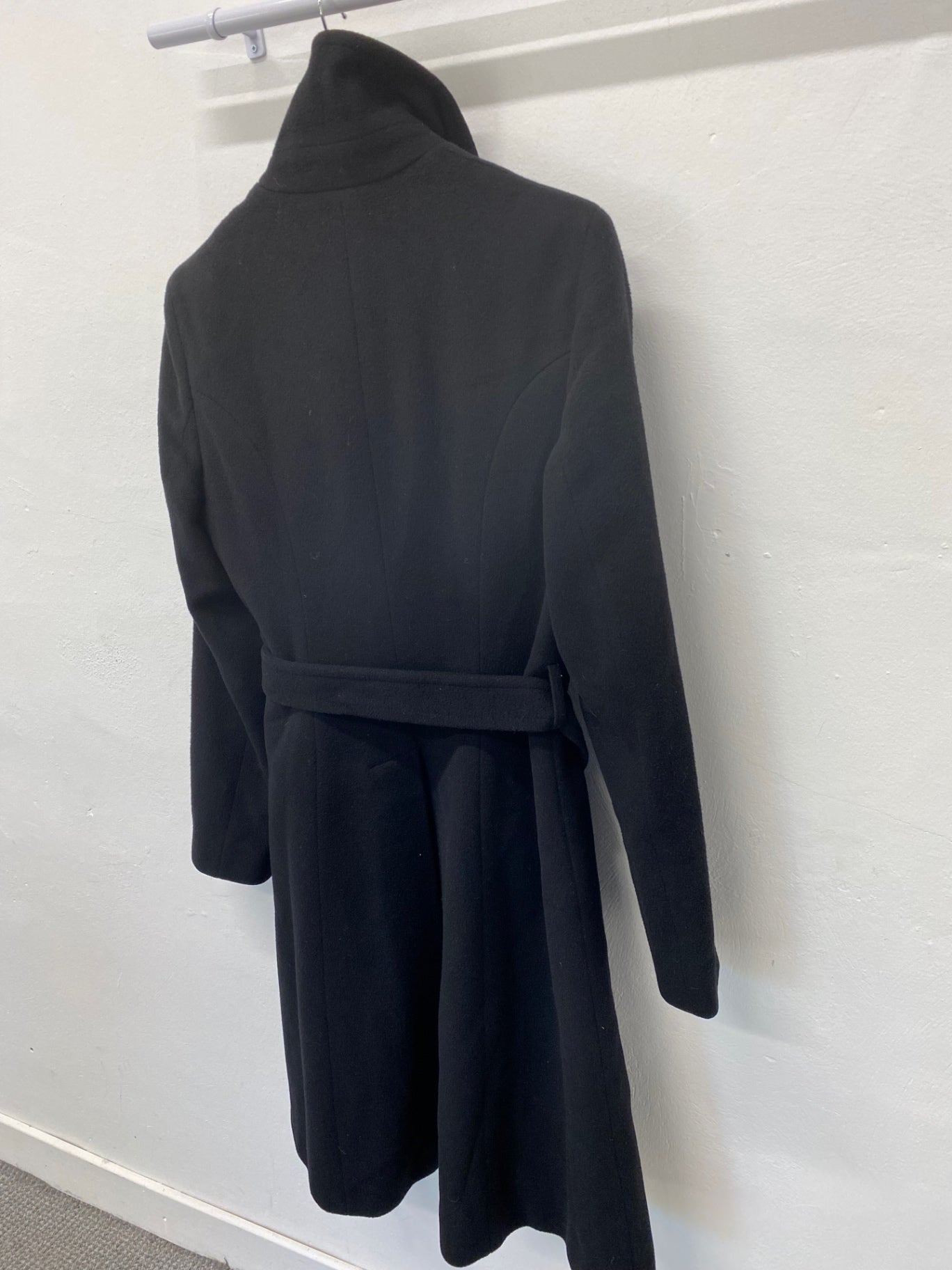Fabulous Pringle Trench Coat UK12 Black long Trench Cashmere blend LT002