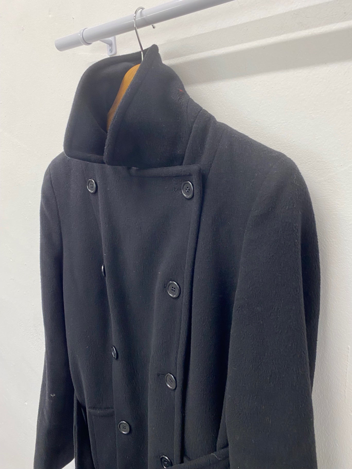 Fabulous Pringle Trench Coat UK12 Black long Trench Cashmere blend LT002