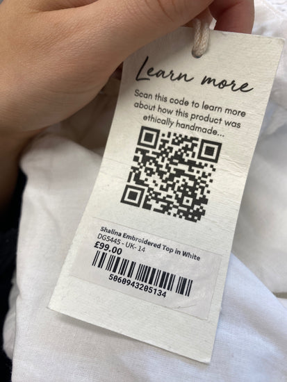 Fabulous Dilli grey Blouse UK14 White broderie new LT002