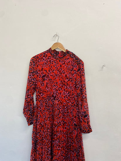 Gorgeous Whistles Dress UK12 Red animal print LT002