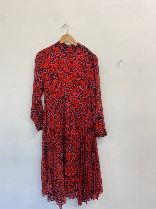 Gorgeous Whistles Dress UK12 Red animal print LT002