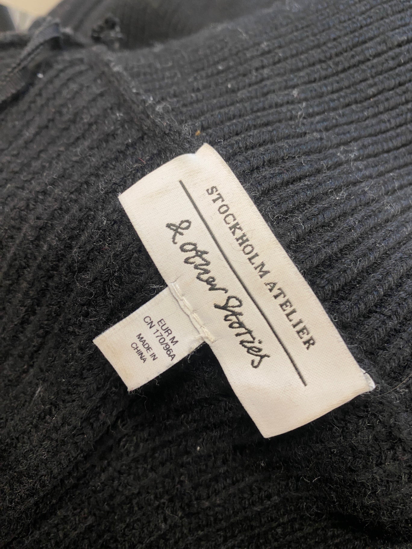 Gorgeous & Other Stories Sweater UK M Black striped quarter zip LT002