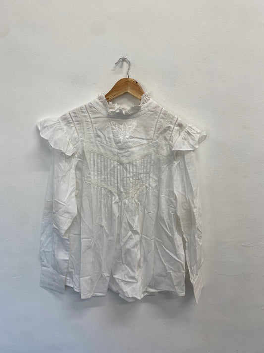 Fabulous Dilli grey Blouse UK14 White broderie new LT002