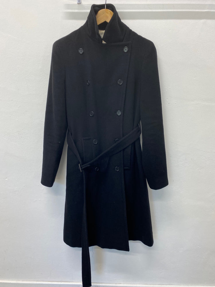 Fabulous Pringle Trench Coat UK12 Black long Trench Cashmere blend LT002