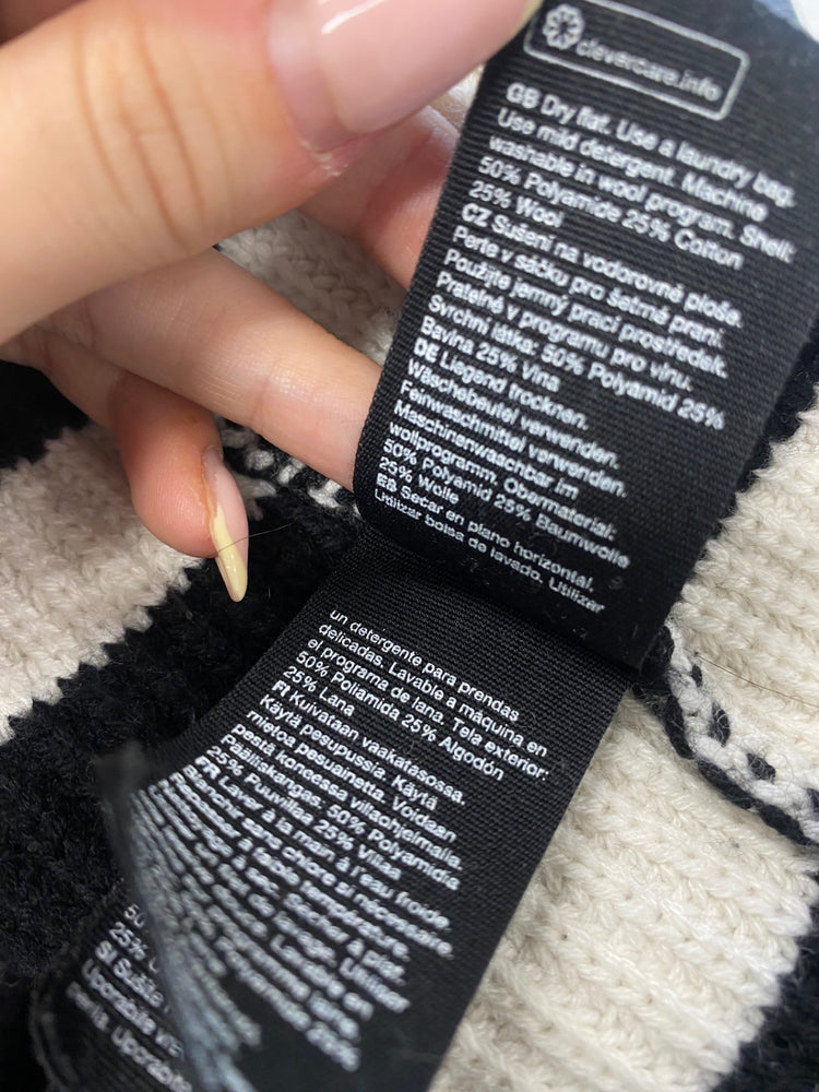 Gorgeous & Other Stories Sweater UK M Black striped quarter zip LT002