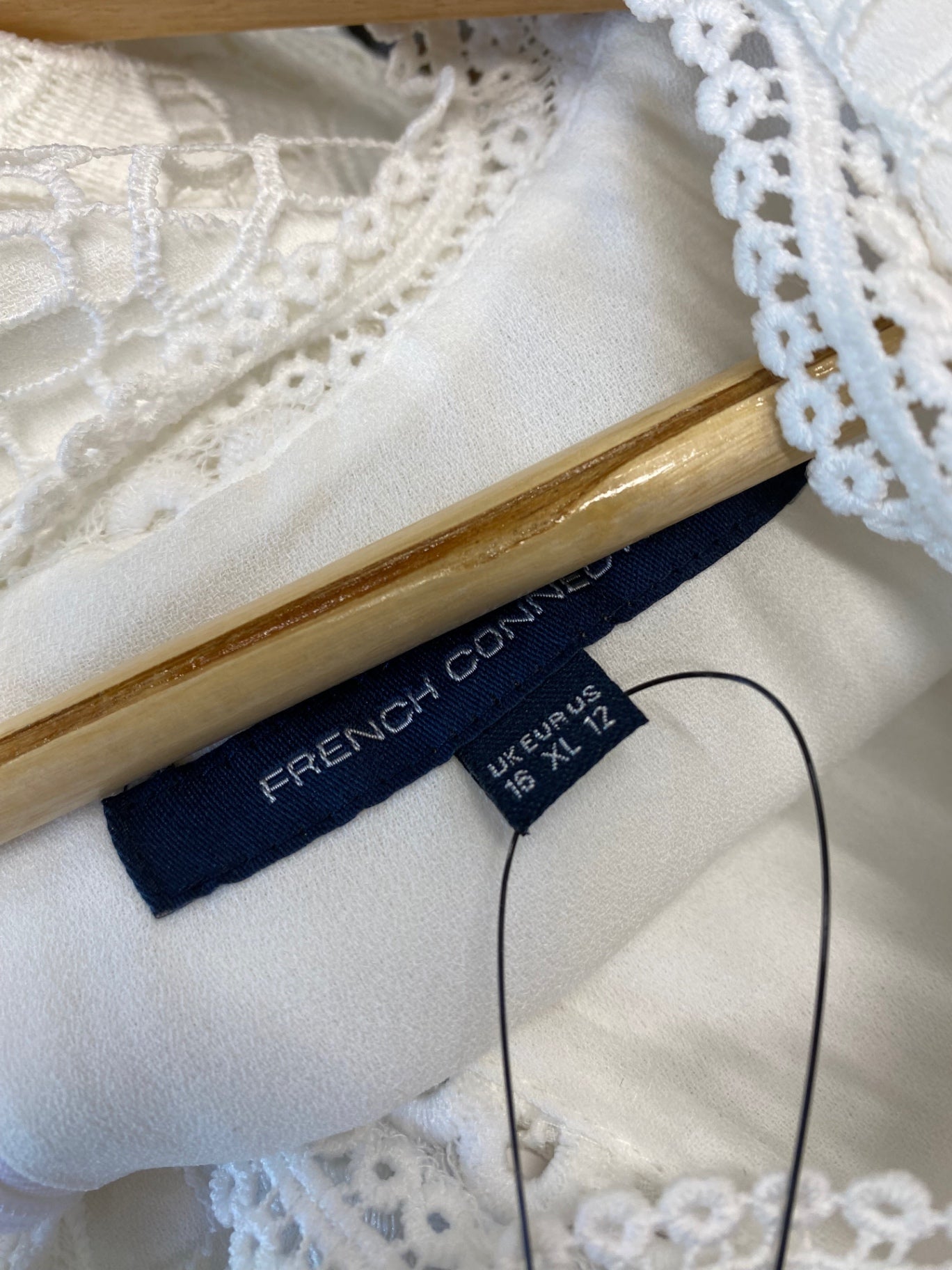 Fabulous French Connection Midi Dress Uk16 White Broderie overlay occasion events BM051