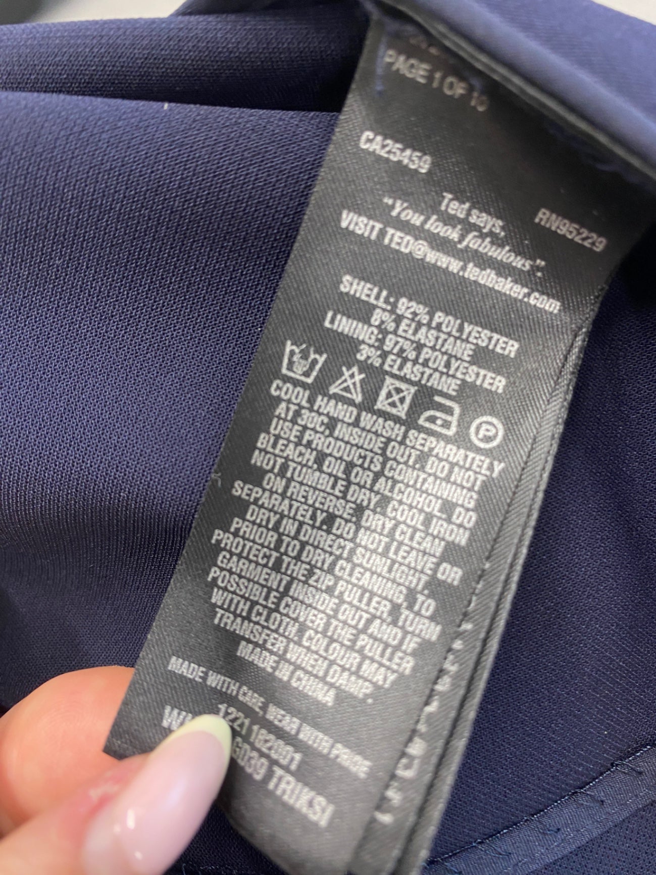 Fabulous Ted Baker Dress UK14 Navy blue BM051