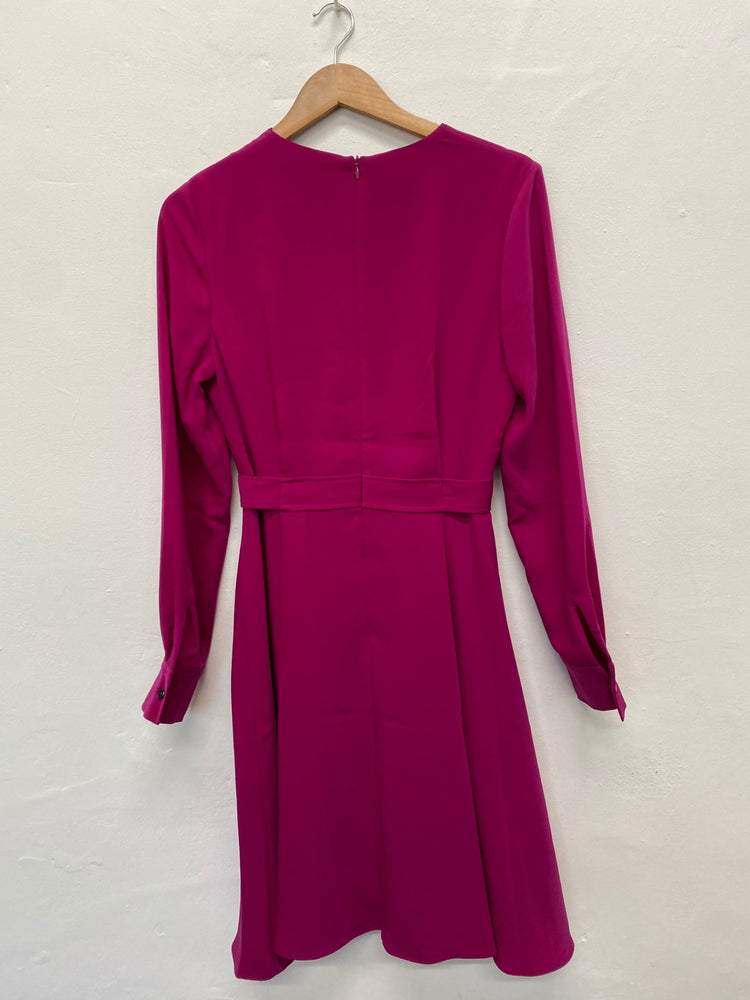 Fabulous Karen Millen Occasionally Dress UK12 Cerise Pink cinched waist Rrp £199 New BM051