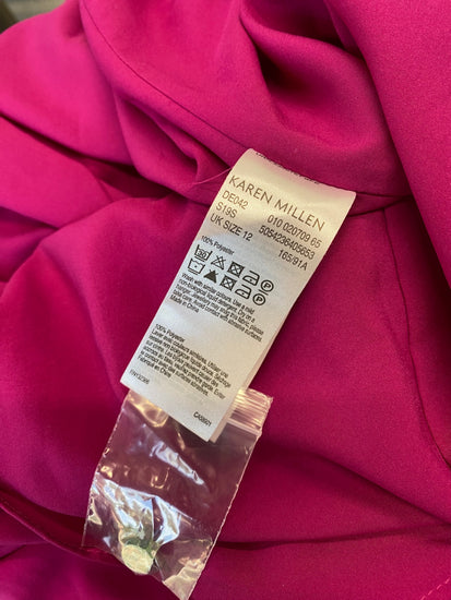 Fabulous Karen Millen Occasionally Dress UK12 Cerise Pink cinched waist Rrp £199 New BM051