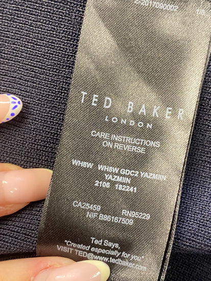 Fabulous Ted Baker Dress UK12 Navy broderie sleeve BM051