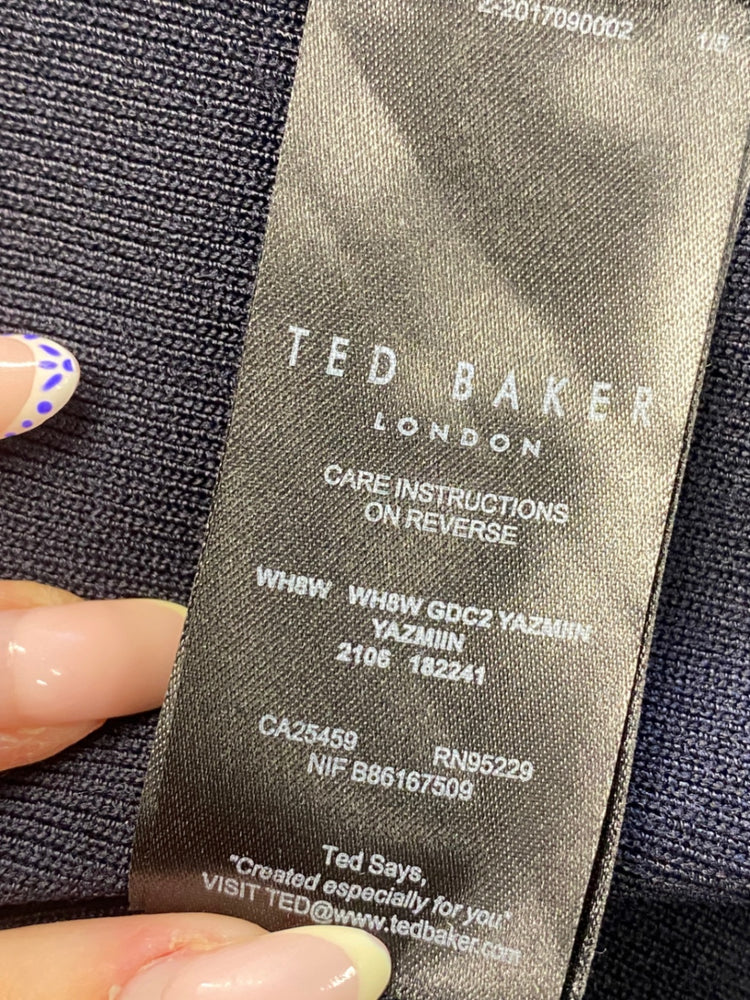 Fabulous Ted Baker Dress UK12 Navy broderie sleeve BM051