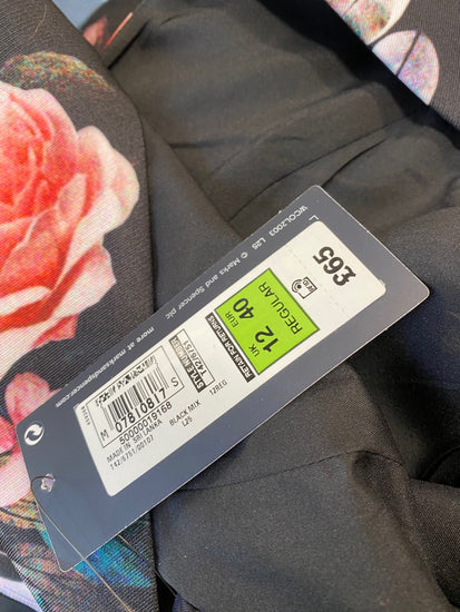 Fabulous M&S Occassion Dress UK12 Black oriental floral romantic Parties BM051