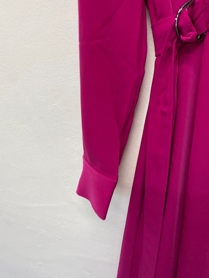 Fabulous Karen Millen Occasionally Dress UK12 Cerise Pink cinched waist Rrp £199 New BM051